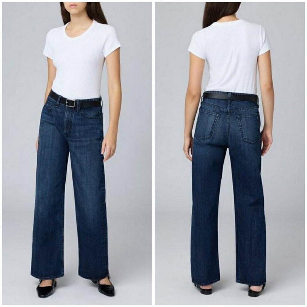 💕RAG & BONE💕 Lori Mid-Rise Wide-Leg Jeans ~ Dark Wash Blue 28 NWT